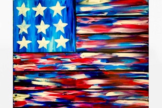 Paint Nite: American Flag Faux Wood Board